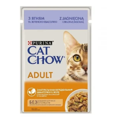 Вологий корм Cat Chow Adult з ягням і зеленою квасолею в желе 85 г
